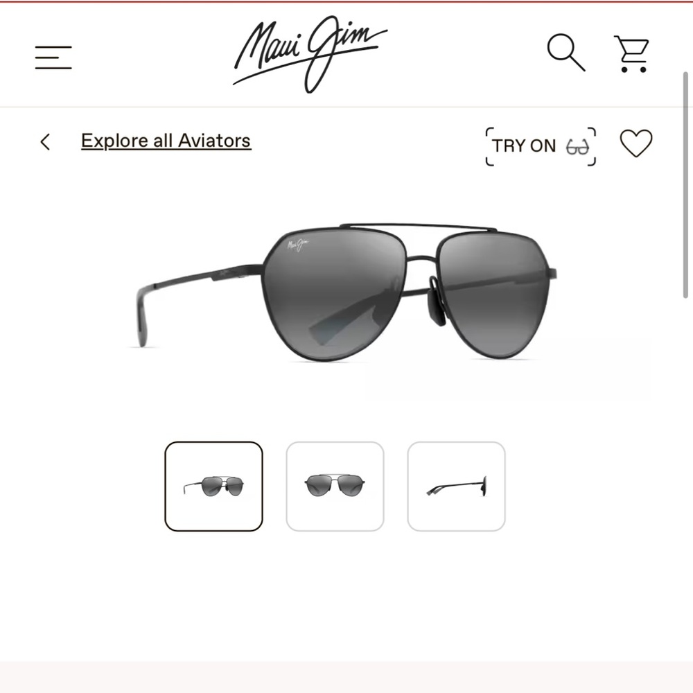 Maui Jim Black Aviator Sunglasses
